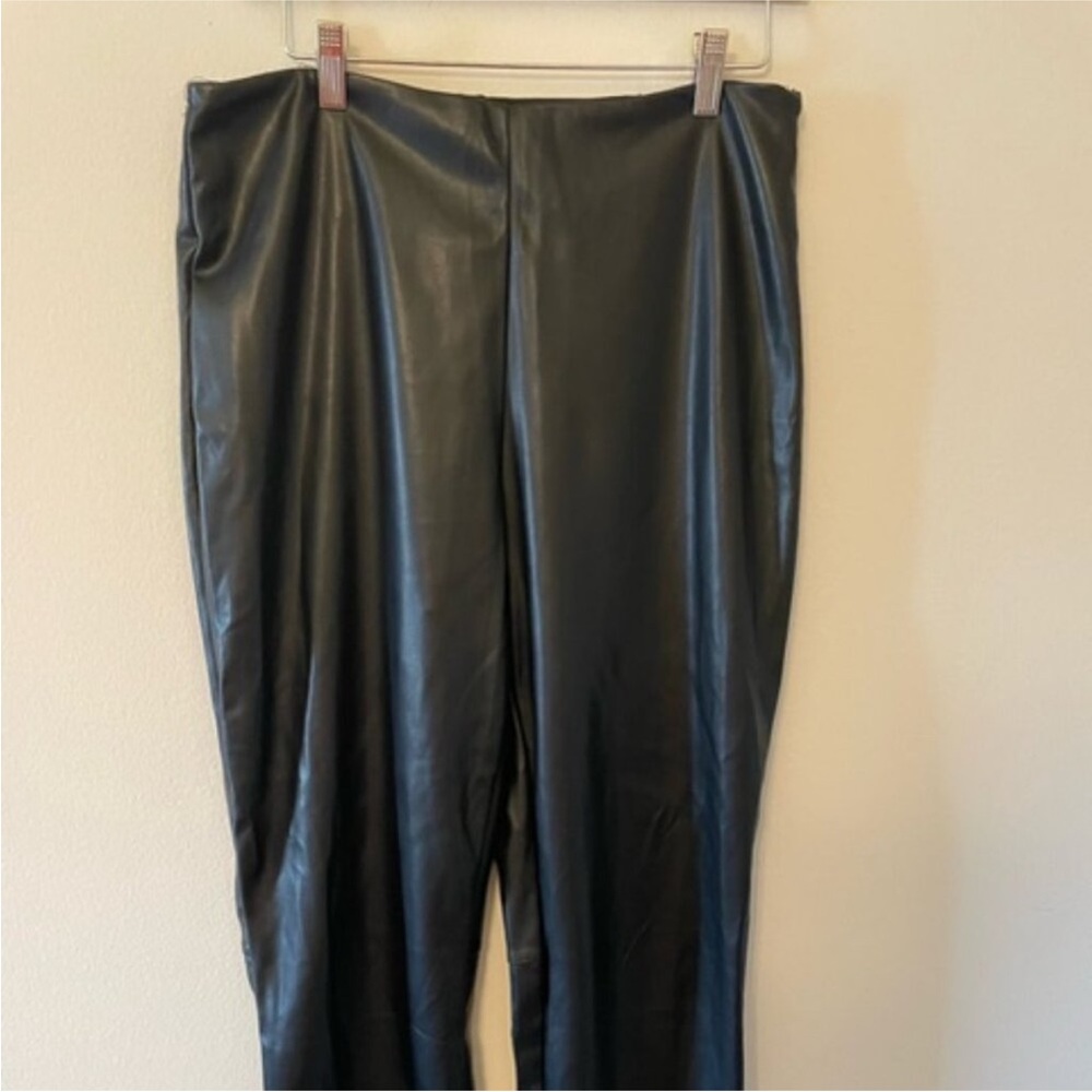 Faux black leather Leggings Elastic waistband and side zipper XXL Fabletics